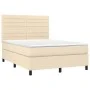 Box spring bed with cream fabric mattress 140x190 cm by , Beds and slatted bases - Ref: Foro24-3141854, Price: 483,54 €, Disc...