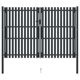 Cancela doble de valla de acero gris antracita 306x200 cm Cancela doble de valla de acero gris antracita 306x250 cm