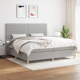 Box spring bed with light gray fabric mattress 200x200 cm by , Beds and slatted bases - Ref: Foro24-3142441, Price: 620,04 €,...