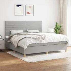 Box spring bed with light gray fabric mattress 200x200 cm by , Beds and slatted bases - Ref: Foro24-3142441, Price: 614,20 €,...