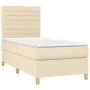 Cama box spring con colchón tela color crema 100x200 cm de , Camas y somieres - Ref: Foro24-3142398, Precio: 342,65 €, Descue...
