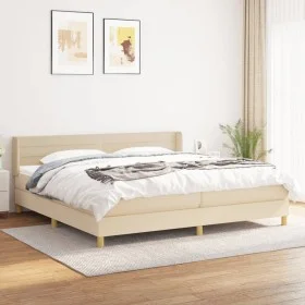 Box spring bed with cream fabric mattress 200x200 cm by , Beds and slatted bases - Ref: Foro24-3130382, Price: 557,69 €, Disc...