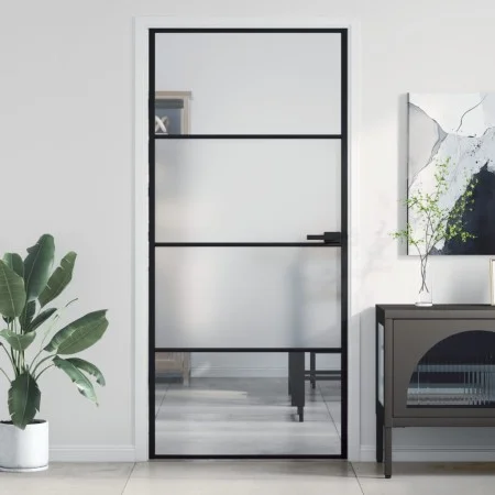 Innentür, dünn, schwarz, Glas und Aluminium, 93x201,5 cm. von , Türen für zu Hause - Ref: Foro24-155120, Preis: 197,40 €, Rab...