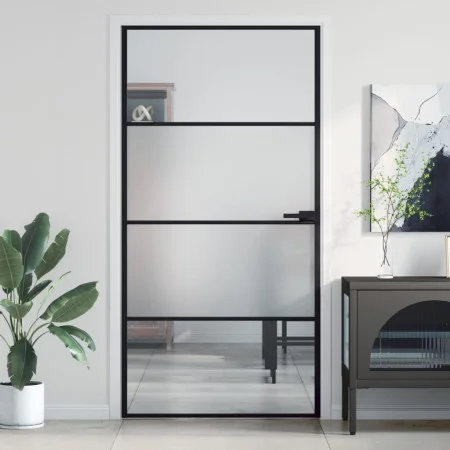 Innentür, dünn, schwarz, Glas und Aluminium, 102,5x201,5 cm. von , Türen für zu Hause - Ref: Foro24-155122, Preis: 180,36 €, ...