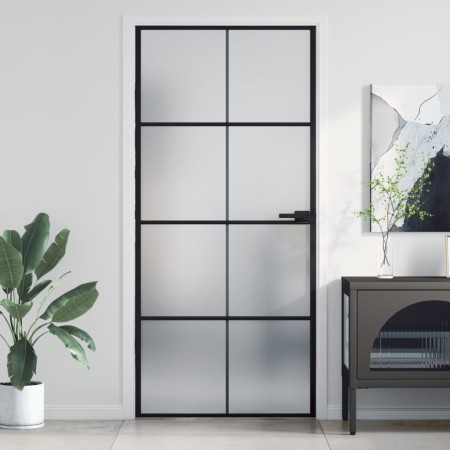Innentür, dünn, schwarz, Glas und Aluminium, 93x201,5 cm. von , Türen für zu Hause - Ref: Foro24-155129, Preis: 212,08 €, Rab...