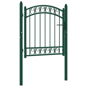 Puerta de jardín con arco superior acero verde 100x100 cm