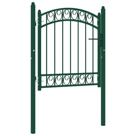 Puerta de jardín con arco superior acero verde 100x100 cm