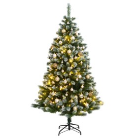 Árbol de Navidad artificial con bisagras 300 LED y bolas 240 cm
