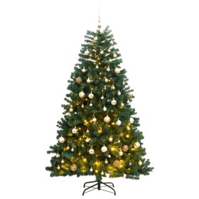 Árbol de Navidad artificial con bisagras 300 LED y bolas 180 cm