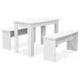 Dining table and benches 3 pieces white plywood by vidaXL, Furniture sets for kitchens and dining rooms - Ref: Foro24-244865,...
