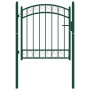 Puerta de jardín con arco superior acero verde 100x100 cm
