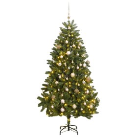 Árbol de Navidad artificial con bisagras 300 LED y bolas 270 cm