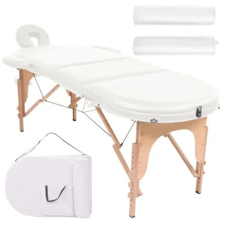 Camilla de masaje plegable 4 cm de grosor 2 cojines blanco de vidaXL, Mesas de masaje - Ref: Foro24-110158, Precio: 218,04 €,...