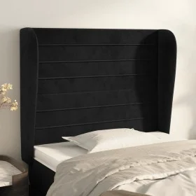 Kopfteil mit Ohren aus schwarzem Samt, 103 x 23 x 118/128 cm von , Kopf- und Fußteile - Ref: Foro24-3118140, Preis: 71,98 €, ...