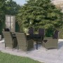 Juego de comedor de jardín 7 piezas marrón