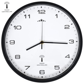 Reloj radiocontrol de pared cuarzo blanco y negro 31 cm