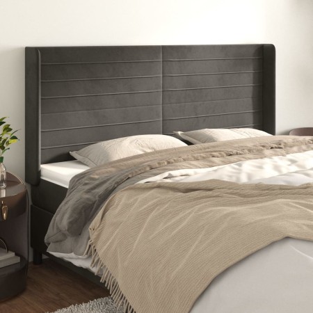 Kopfteil mit dunkelgrauen Samtohren 203x16x118/128 cm von , Kopf- und Fußteile - Ref: Foro24-3119787, Preis: 101,79 €, Rabatt: %
