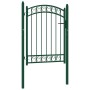 Puerta de jardín con arco superior acero verde 100x125 cm