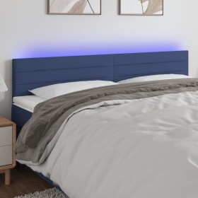 Kopfteil aus blauem Stoff mit LED 200x5x78/88 cm von , Kopf- und Fußteile - Ref: Foro24-3121780, Preis: 71,03 €, Rabatt: %
