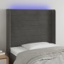 Dunkelgraues Samtkopfteil mit LED 103x16x118/128 cm von , Kopf- und Fußteile - Ref: Foro24-3124231, Preis: 66,86 €, Rabatt: %