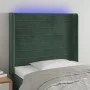 LED-Kopfteil aus dunkelgrünem Samt, 103 x 16 x 118/128 cm von , Kopf- und Fußteile - Ref: Foro24-3124233, Preis: 88,32 €, Rab...