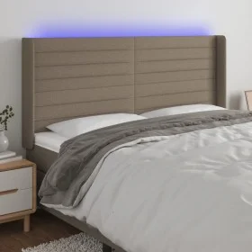 Headboard with LED in taupe gray fabric 183x16x118/128 cm by , Headboards and footboards - Ref: Foro24-3124206, Price: 140,46...