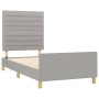 Light gray fabric bed frame with headboard 90x200 cm by , Beds and slatted bases - Ref: Foro24-3125106, Price: 139,80 €, Disc...