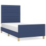Bettgestell mit blauem Stoffkopfteil 90x200 cm von , Betten und Lattenroste - Ref: Foro24-3125112, Preis: 149,85 €, Rabatt: %