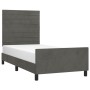 Dark gray velvet bed frame with headboard 100x200 cm by , Beds and slatted bases - Ref: Foro24-3125801, Price: 120,09 €, Disc...