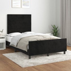 Estructura de cama con cabecero de terciopelo negro 120x200 cm