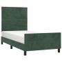 Estructura cama con cabecero terciopelo verde oscuro 90x190 cm