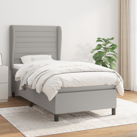 Box spring bed with light gray fabric mattress 90x200 cm by , Beds and slatted bases - Ref: Foro24-3128013, Price: 368,98 €, ...