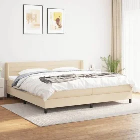 Box spring bed with cream fabric mattress 200x200 cm by , Beds and slatted bases - Ref: Foro24-3129822, Price: 556,67 €, Disc...