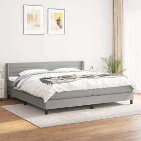 Box spring bed with light gray fabric mattress 200x200 cm by , Beds and slatted bases - Ref: Foro24-3129817, Price: 587,30 €,...