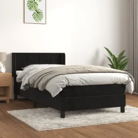 Box spring bed with black velvet mattress 90x200 cm by , Beds and slatted bases - Ref: Foro24-3130939, Price: 288,48 €, Disco...