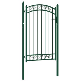 Puerta de jardín con arco superior acero verde 100x150 cm