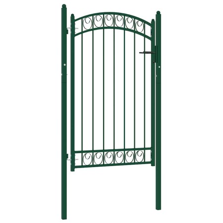 Puerta de jardín con arco superior acero verde 100x150 cm