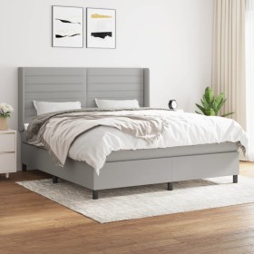 Box spring bed with light gray fabric mattress 180x200 cm by , Beds and slatted bases - Ref: Foro24-3131529, Price: 610,67 €,...