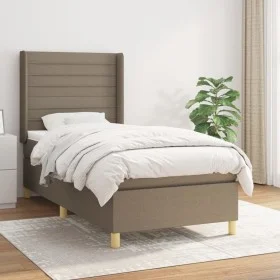 Box spring bed with taupe gray fabric mattress 90x200 cm by , Beds and slatted bases - Ref: Foro24-3132045, Price: 382,14 €, ...