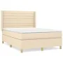 Box spring bed with cream fabric mattress 140x190 cm by , Beds and slatted bases - Ref: Foro24-3132070, Price: 503,66 €, Disc...