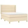 Box spring bed with cream fabric mattress 140x190 cm by , Beds and slatted bases - Ref: Foro24-3132070, Price: 503,66 €, Disc...