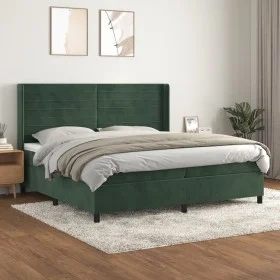 Box spring bed with dark green velvet mattress 200x200 cm by , Beds and slatted bases - Ref: Foro24-3132762, Price: 708,35 €,...