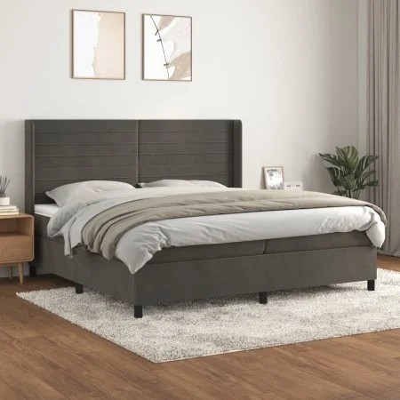 Box spring bed with dark gray velvet mattress 200x200 cm by , Beds and slatted bases - Ref: Foro24-3132760, Price: 593,87 €, ...