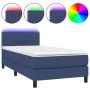 Box spring bed mattress and LED lights blue fabric 90x200 cm by , Beds and slatted bases - Ref: Foro24-3133131, Price: 302,42...