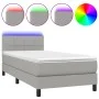 Box spring bed mattress and LED lights light gray fabric 90x200 cm by , Beds and slatted bases - Ref: Foro24-3133125, Price: ...