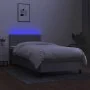 Box spring bed mattress and LED lights light gray fabric 90x200 cm by , Beds and slatted bases - Ref: Foro24-3133125, Price: ...