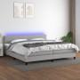 Cama box spring con colchón tela y LED gris claro 200x200 cm de , Camas y somieres - Ref: Foro24-3133261, Precio: 589,05 €, D...