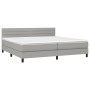 Cama box spring con colchón tela y LED gris claro 200x200 cm de , Camas y somieres - Ref: Foro24-3133261, Precio: 589,05 €, D...