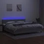 Box spring bed with fabric mattress and light gray LED 200x200 cm by , Beds and slatted bases - Ref: Foro24-3133261, Price: 5...