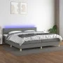Box spring bed with mattress and LED dark gray fabric 200x200 cm by , Beds and slatted bases - Ref: Foro24-3133822, Price: 57...